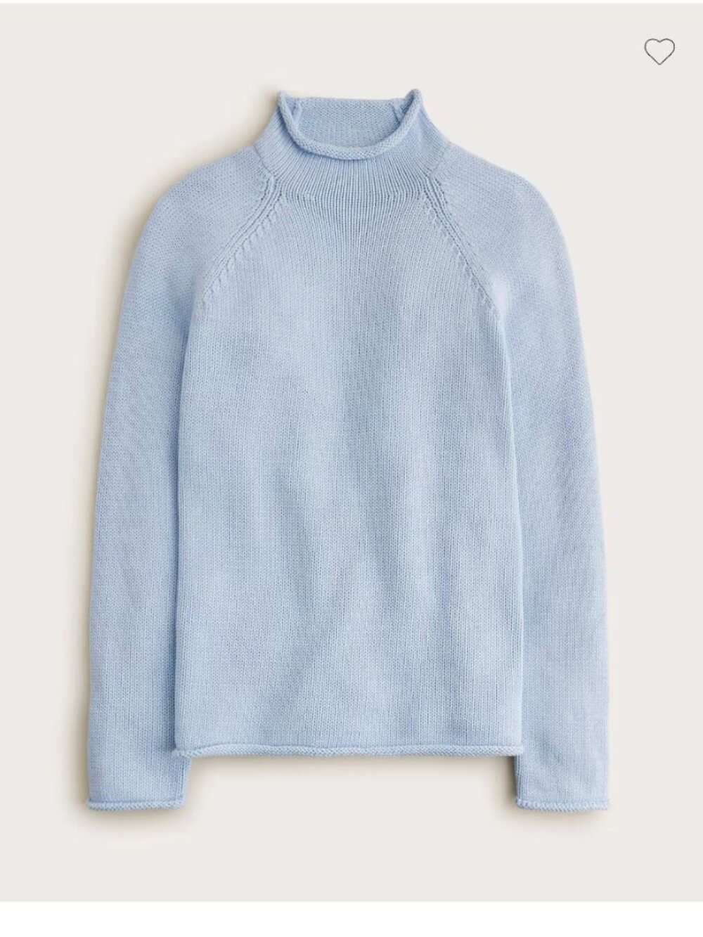NEW J. Crew 1988 Rollneck sweater in cotton hthr sky